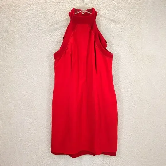 Amanda Uprichard Haven Dress Cold Shoulder Short Lined Scarlet Red Size S Zipper - Picture 4 of 10